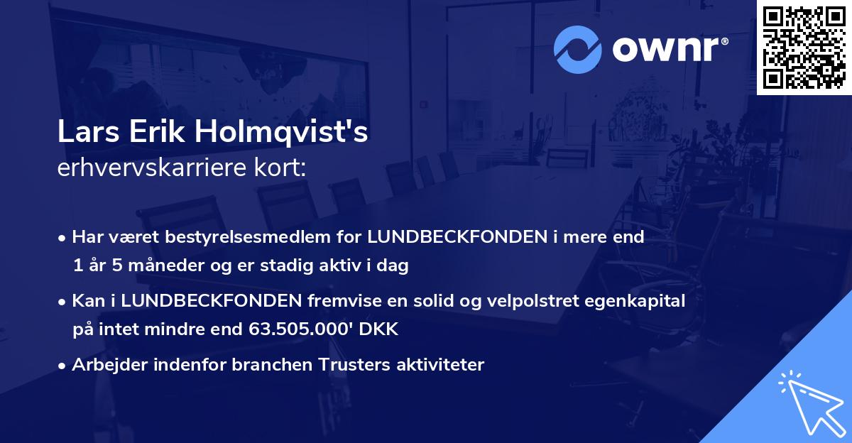 Lars Erik Holmqvist's erhvervskarriere kort