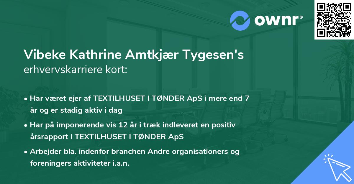 Vibeke Kathrine Amtkjær Tygesen's erhvervskarriere kort