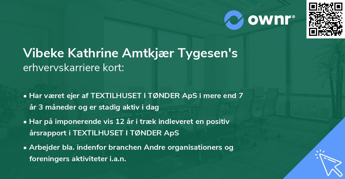 Vibeke Kathrine Amtkjær Tygesen's erhvervskarriere kort