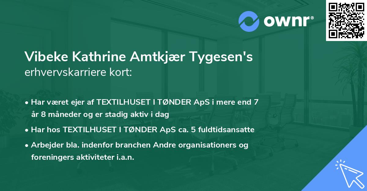 Vibeke Kathrine Amtkjær Tygesen's erhvervskarriere kort