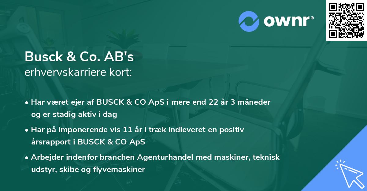 Busck & Co. AB's erhvervskarriere kort