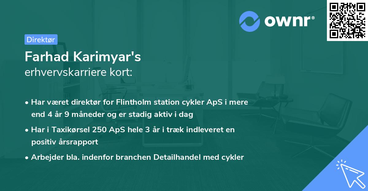 Farhad Karimyar's erhvervskarriere kort