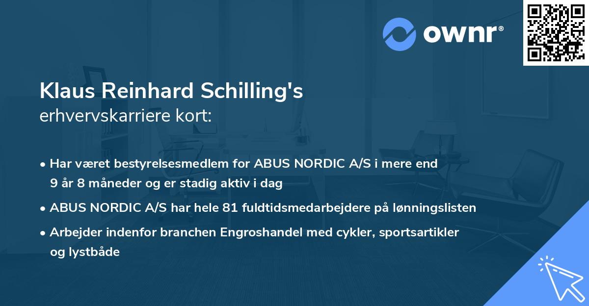 Klaus Reinhard Schilling's erhvervskarriere kort