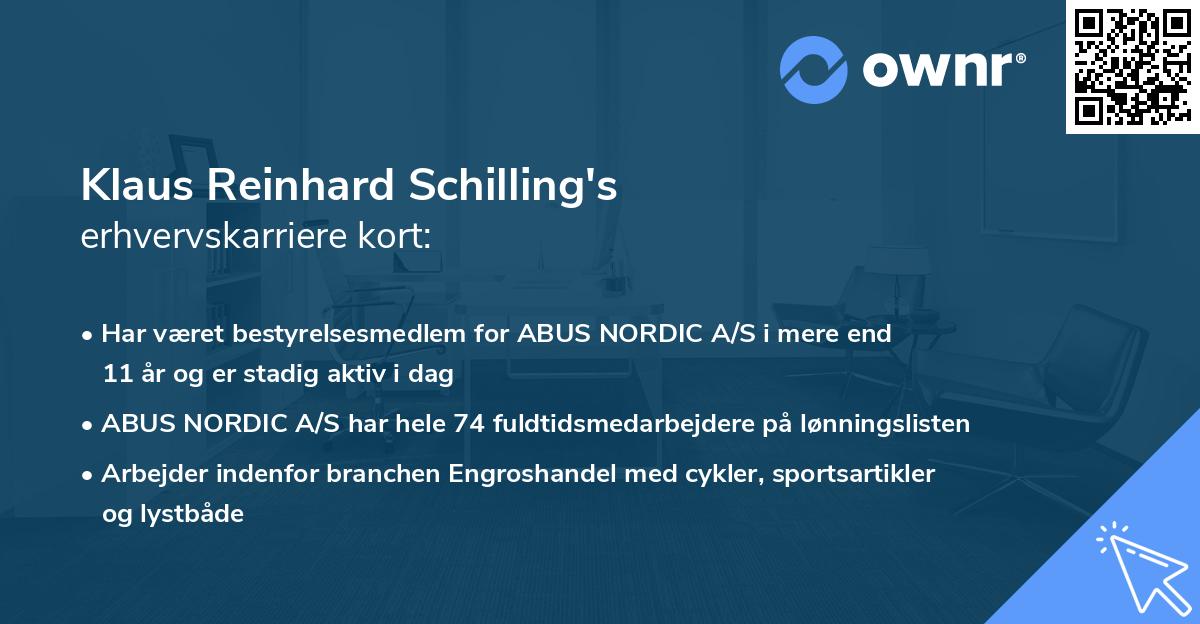 Klaus Reinhard Schilling's erhvervskarriere kort