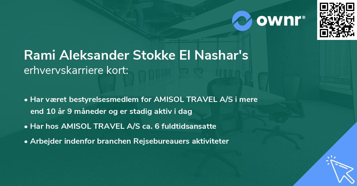 Rami Aleksander Stokke El Nashar's erhvervskarriere kort