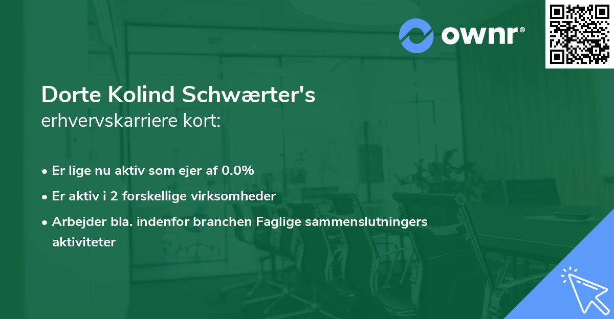 Dorte Kolind Schwærter's erhvervskarriere kort