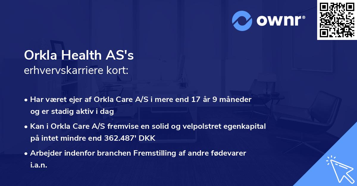Orkla Health AS's erhvervskarriere kort