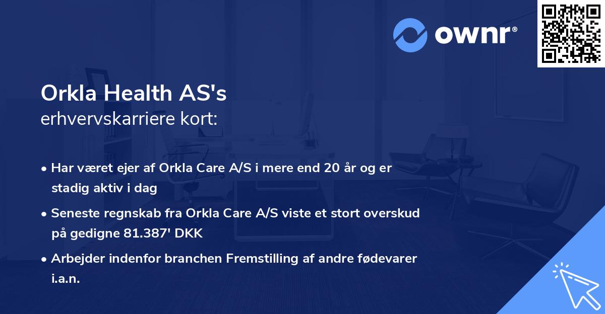 Orkla Health AS's erhvervskarriere kort