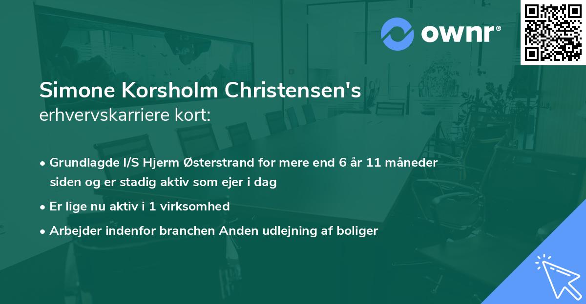 Simone Korsholm Christensen's erhvervskarriere kort