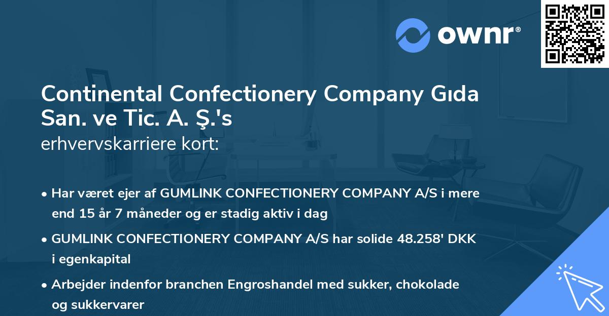 Continental Confectionery Company Gıda San. ve Tic. A. Ş.'s erhvervskarriere kort