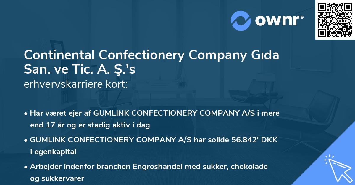 Continental Confectionery Company Gıda San. ve Tic. A. Ş.'s erhvervskarriere kort