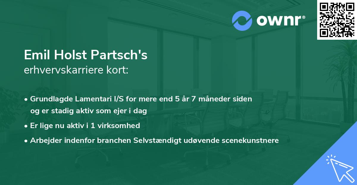 Emil Holst Partsch's erhvervskarriere kort