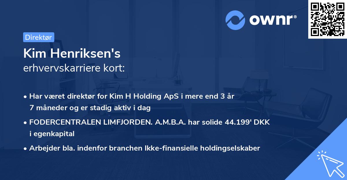 Kim Henriksen's erhvervskarriere kort