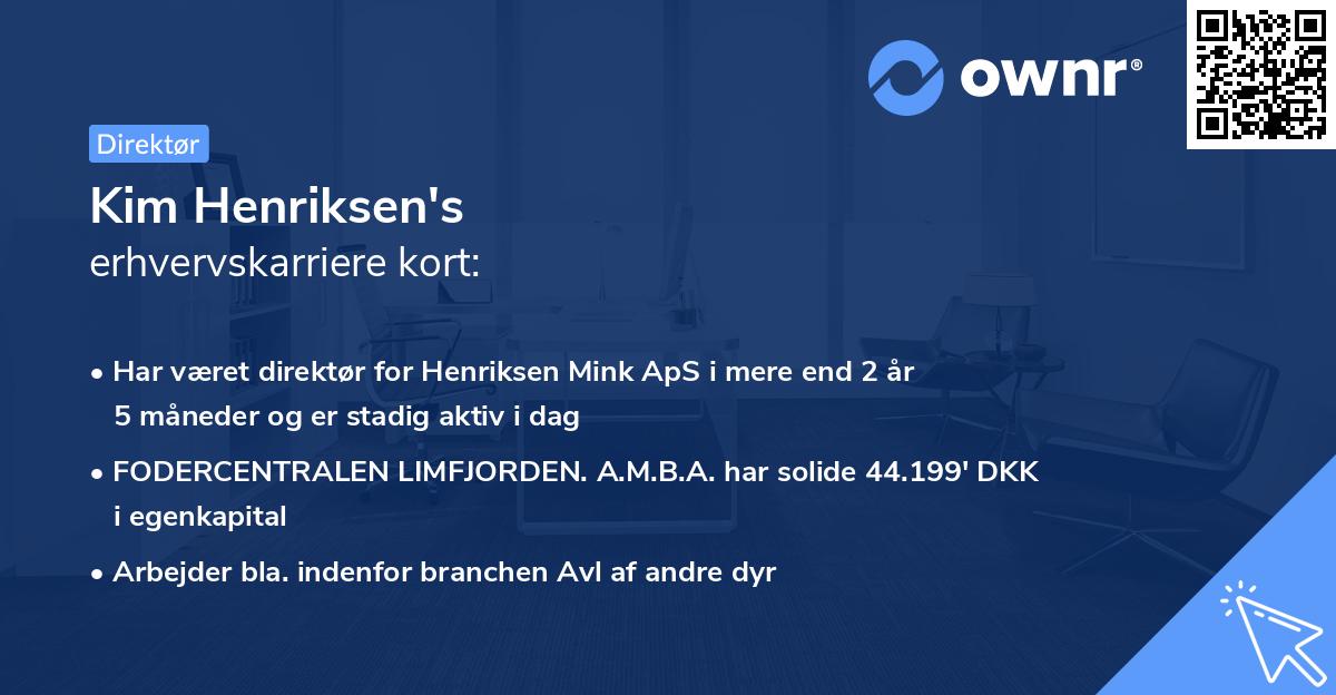 Kim Henriksen's erhvervskarriere kort