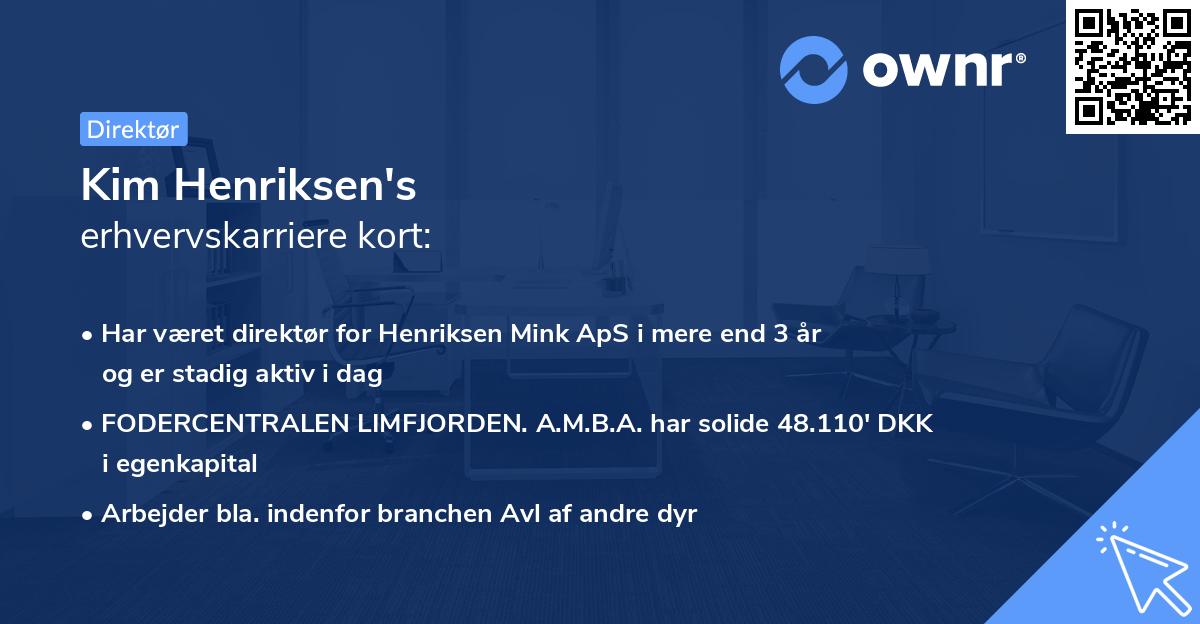 Kim Henriksen's erhvervskarriere kort