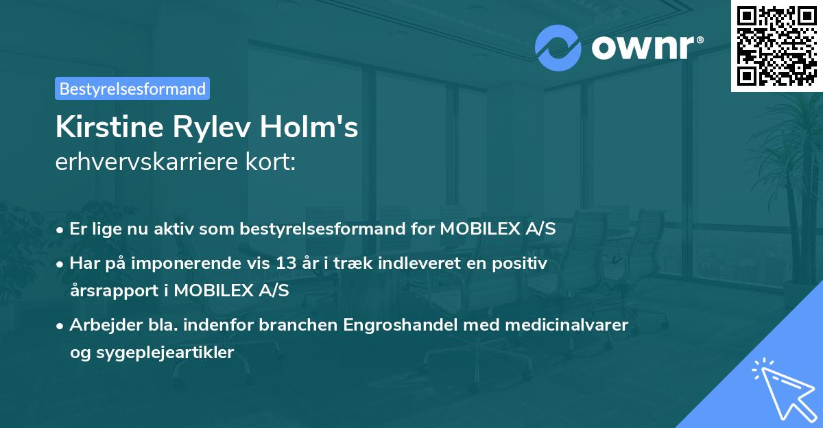 Kirstine Rylev Holm's erhvervskarriere kort