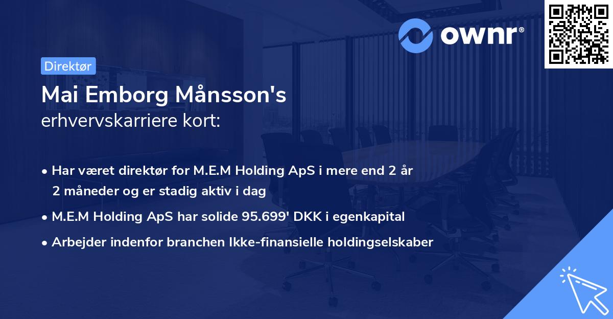 Mai Emborg Månsson's erhvervskarriere kort