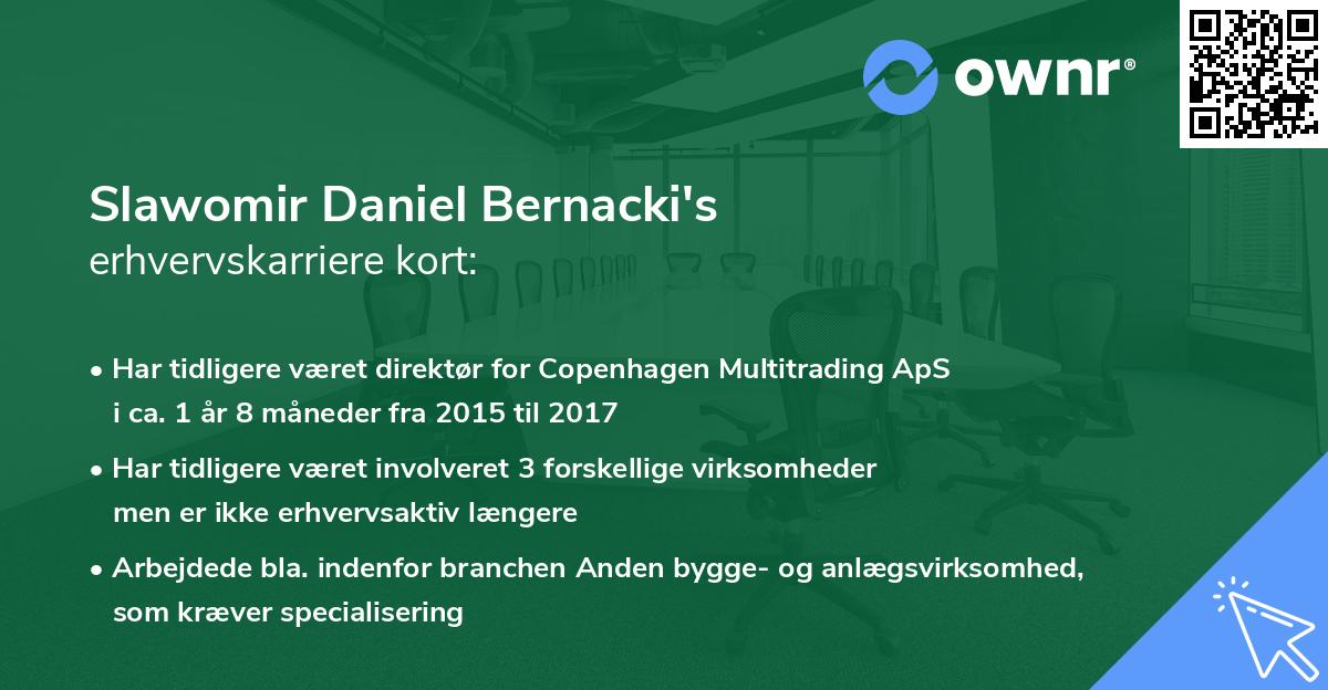 Slawomir Daniel Bernacki's erhvervskarriere kort