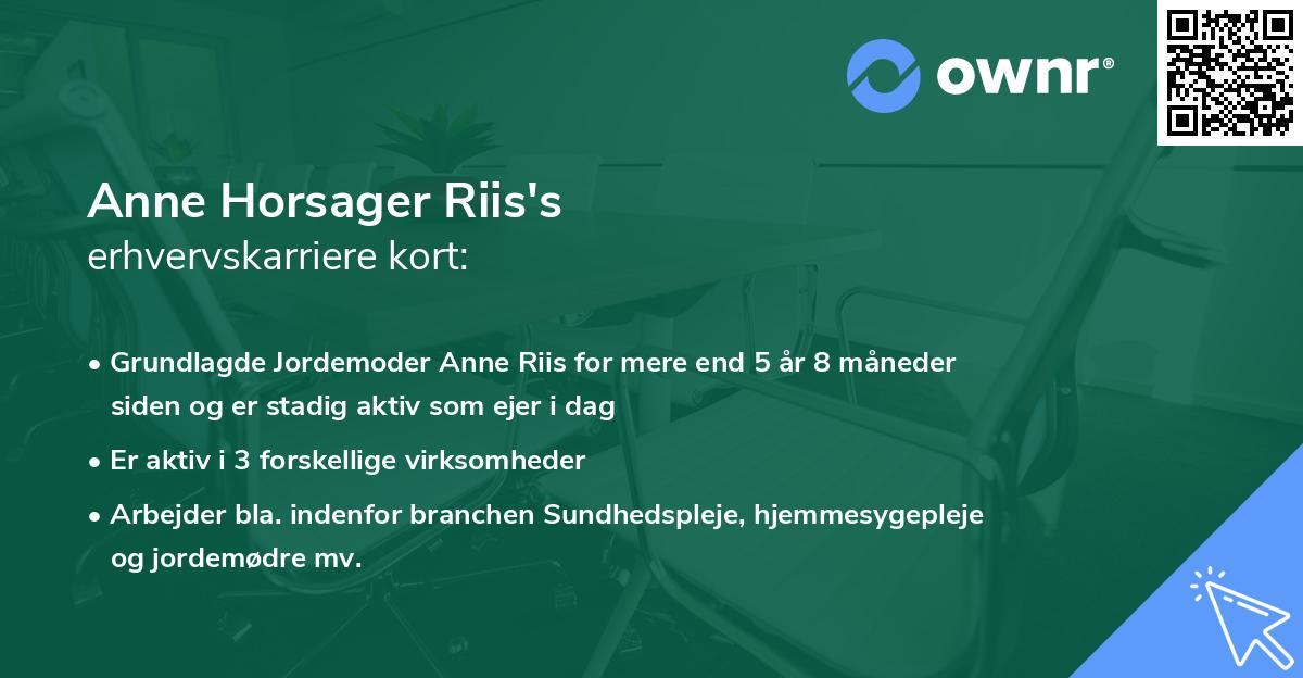 Anne Horsager Riis's erhvervskarriere kort