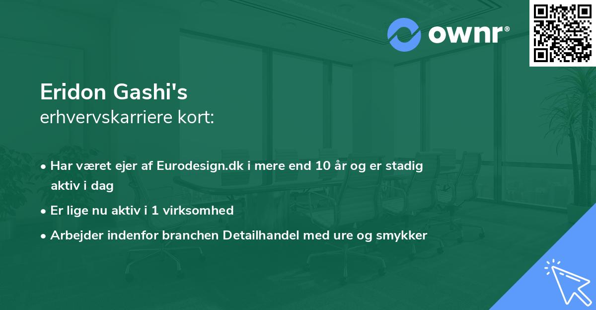 Eridon Gashi's erhvervskarriere kort