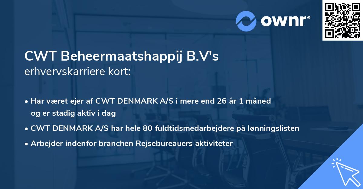 CWT Beheermaatshappij B.V's erhvervskarriere kort
