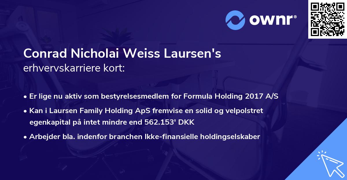 Conrad Nicholai Weiss Laursen's erhvervskarriere kort