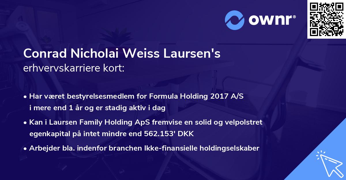 Conrad Nicholai Weiss Laursen's erhvervskarriere kort