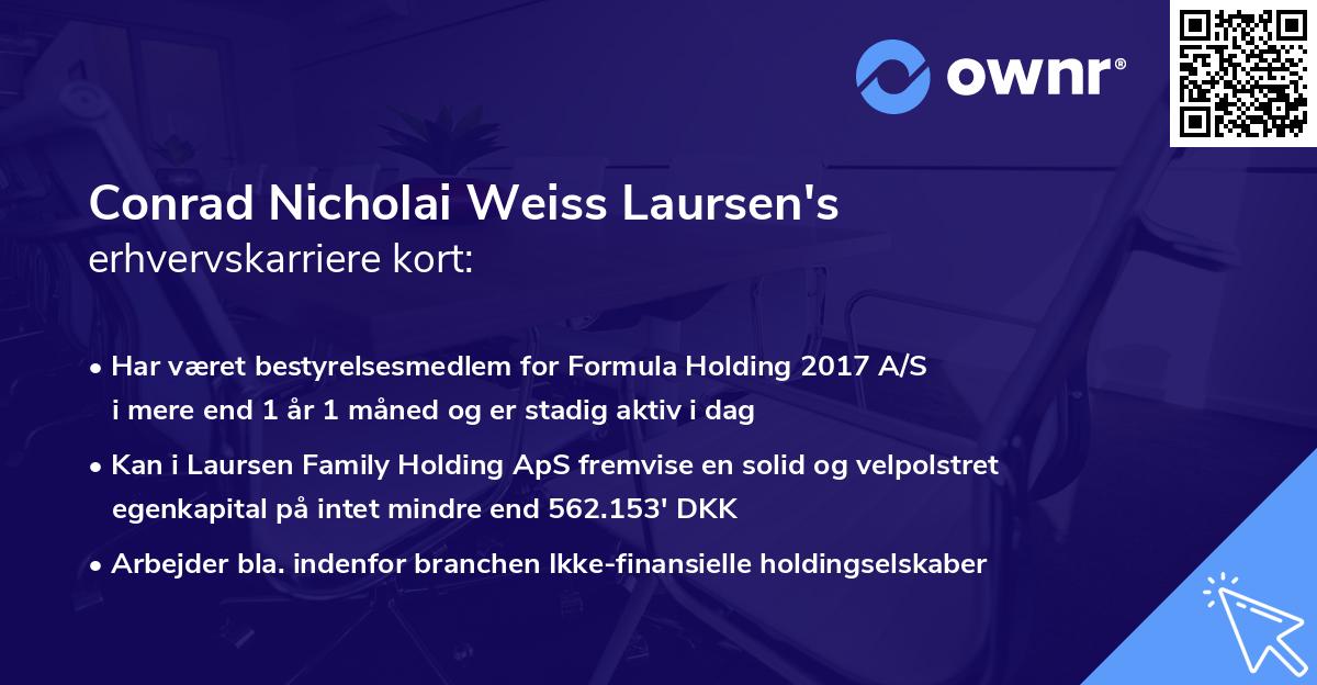 Conrad Nicholai Weiss Laursen's erhvervskarriere kort
