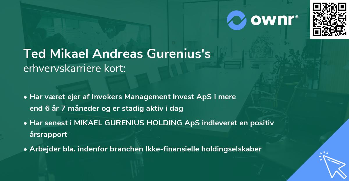 Ted Mikael Andreas Gurenius's erhvervskarriere kort