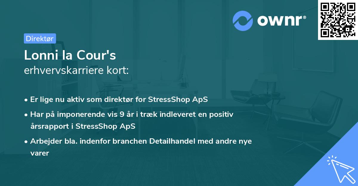 Lonni la Cour's erhvervskarriere kort