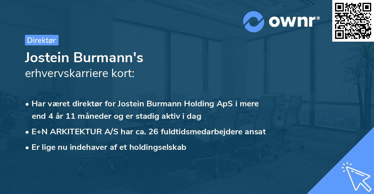 Jostein Burmann's erhvervskarriere kort