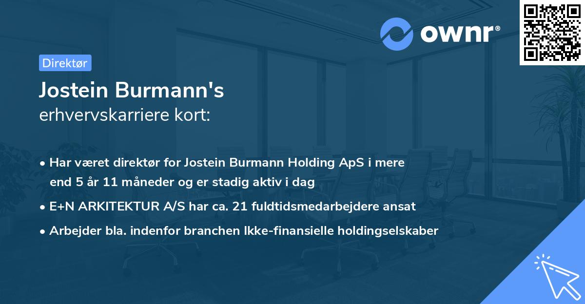 Jostein Burmann's erhvervskarriere kort