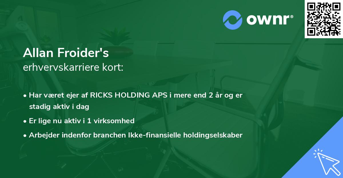 Allan Froider's erhvervskarriere kort