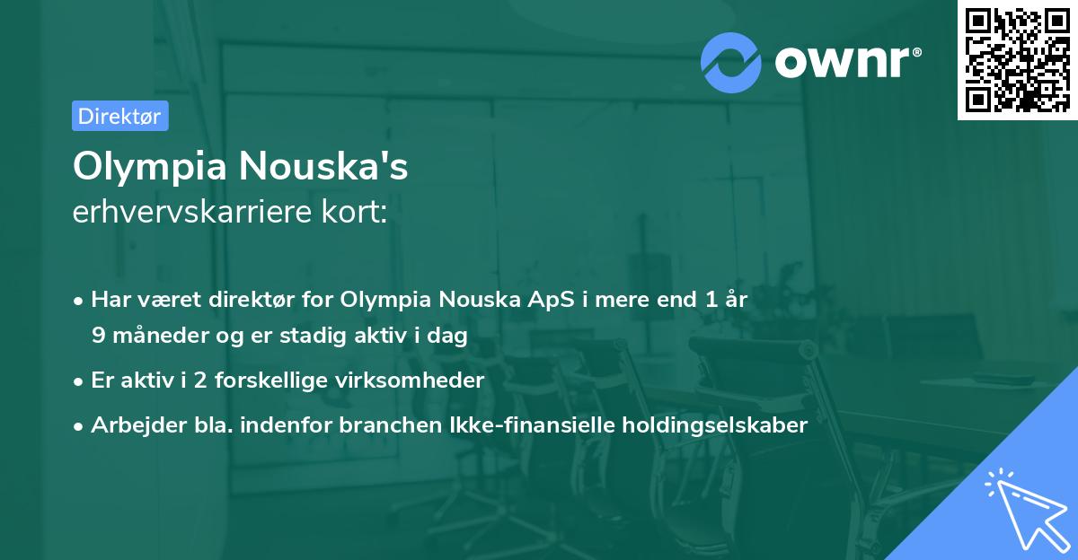 Olympia Nouska's erhvervskarriere kort