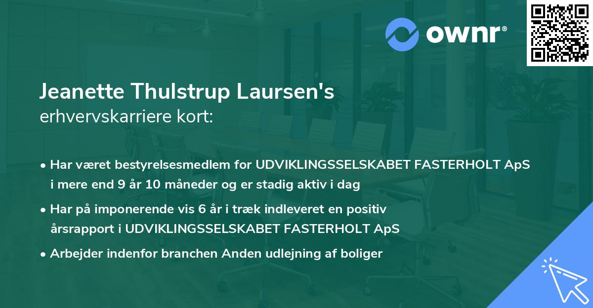Jeanette Thulstrup Laursen's erhvervskarriere kort