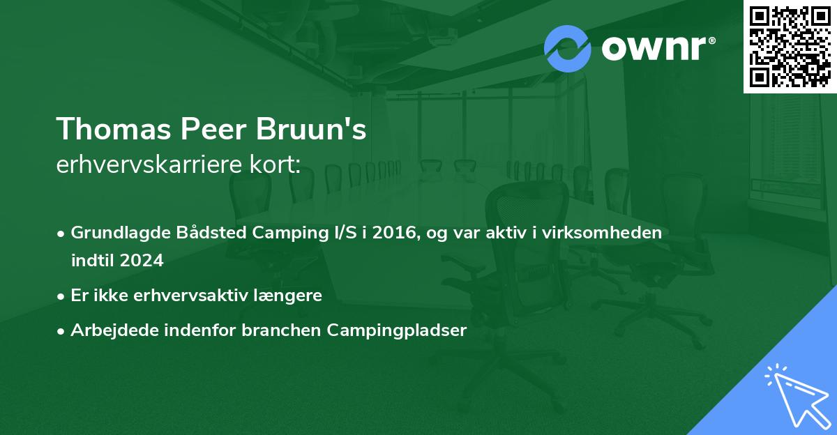 Thomas Peer Bruun's erhvervskarriere kort