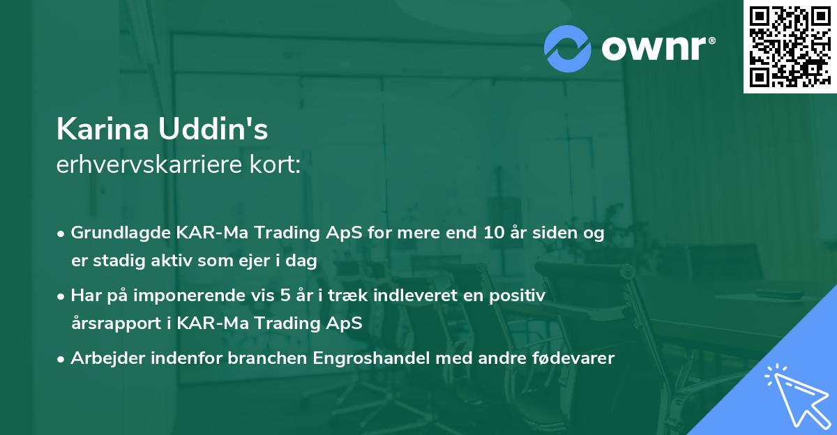 Karina Uddin's erhvervskarriere kort