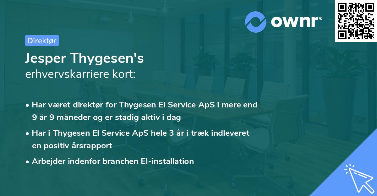 Jesper Thygesen's erhvervskarriere kort