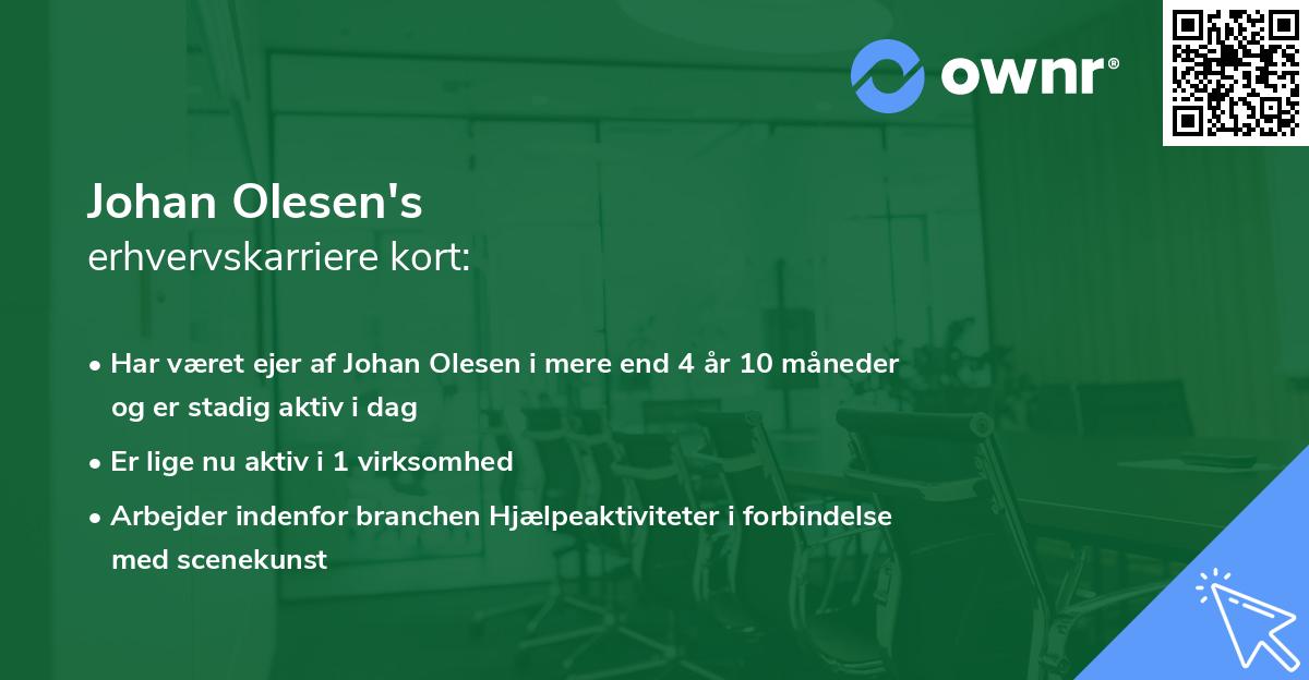 Johan Olesen's erhvervskarriere kort
