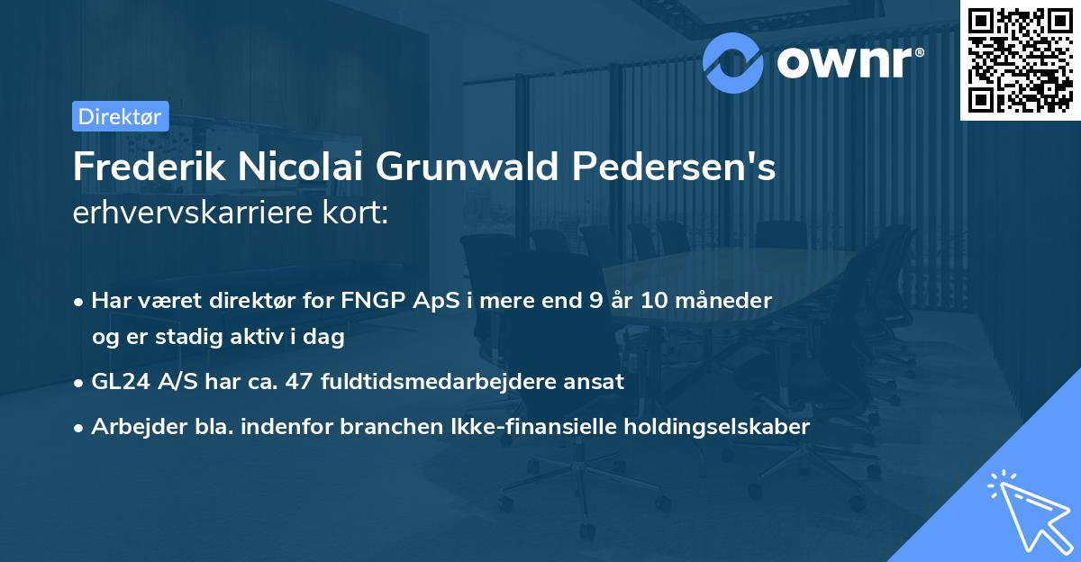 Frederik Nicolai Grunwald Pedersen's erhvervskarriere kort