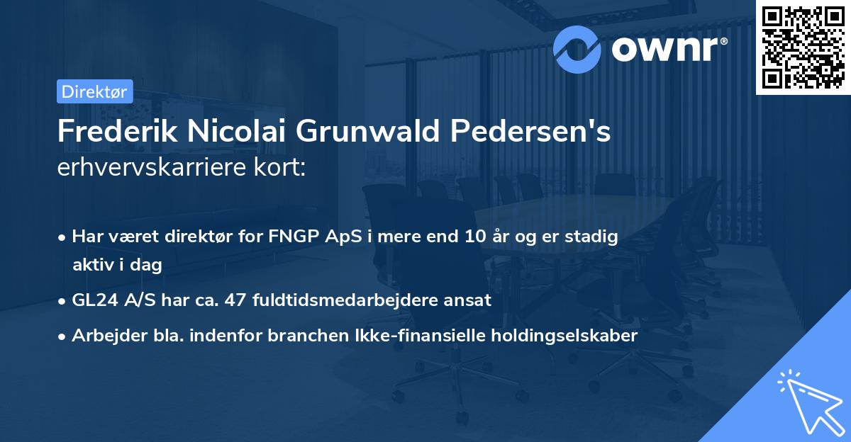Frederik Nicolai Grunwald Pedersen's erhvervskarriere kort