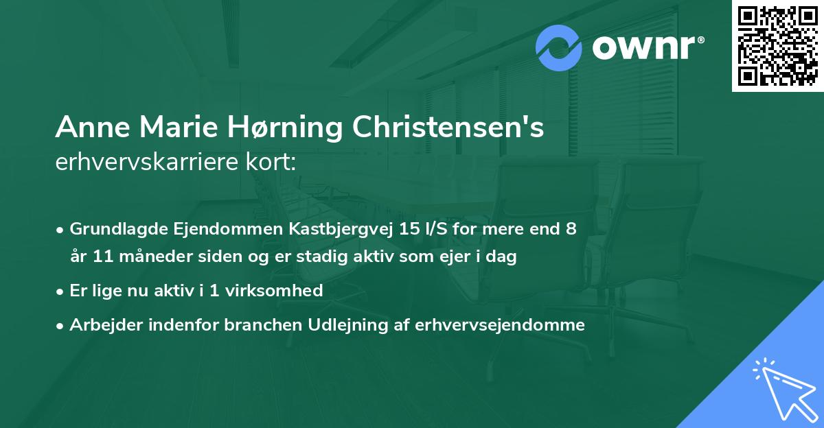 Anne Marie Hørning Christensen's erhvervskarriere kort