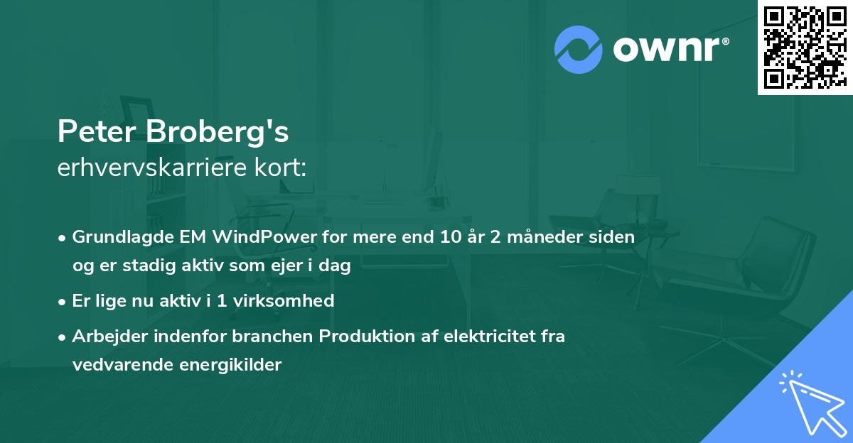 Peter Broberg's erhvervskarriere kort