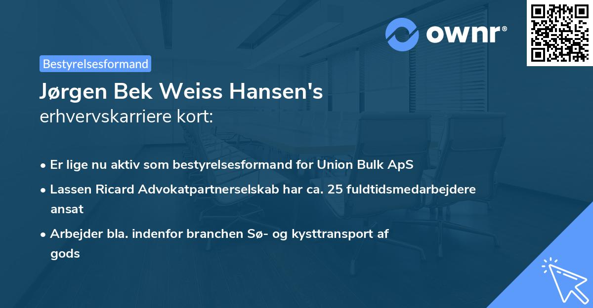 Jørgen Bek Weiss Hansen's erhvervskarriere kort