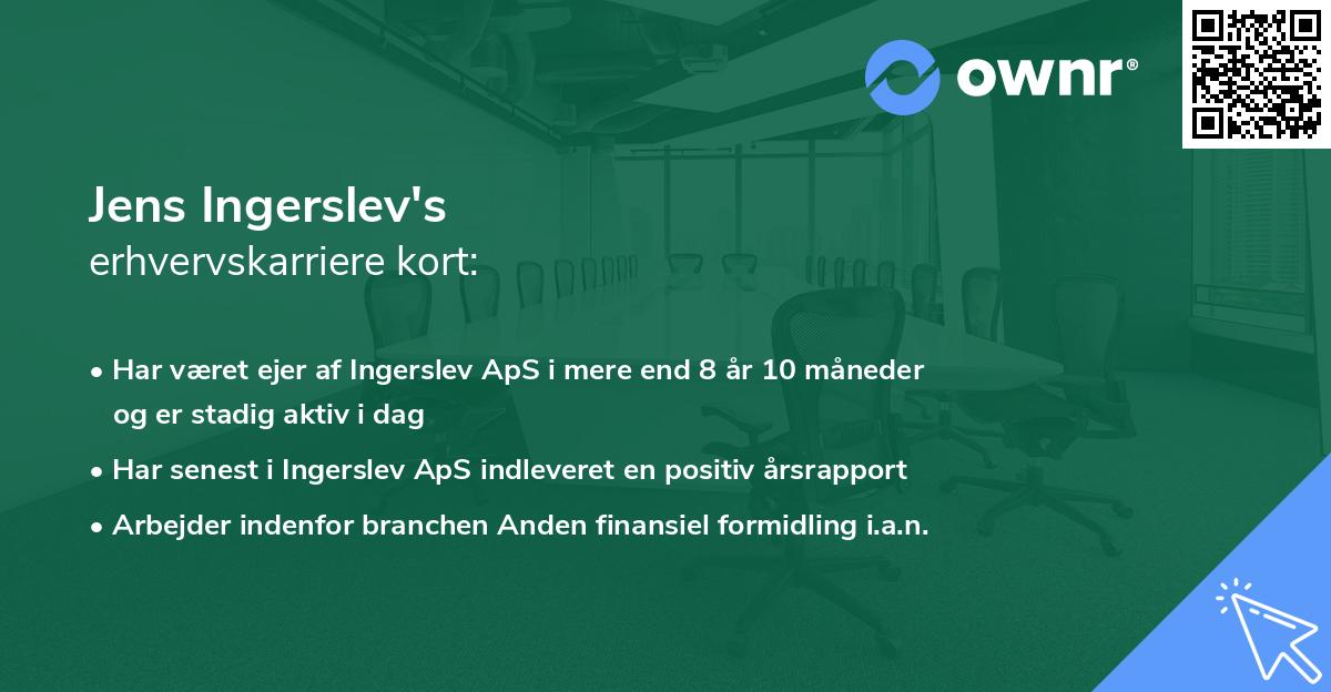 Jens Ingerslev's erhvervskarriere kort