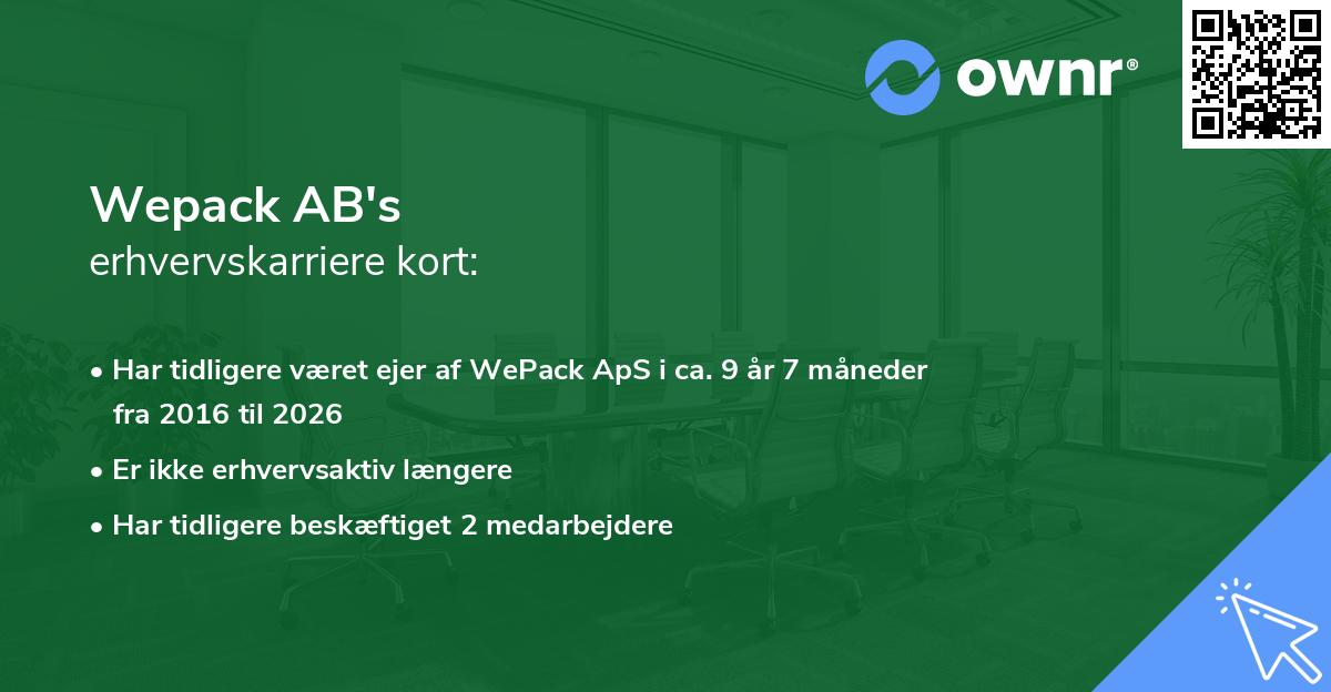 Wepack AB's erhvervskarriere kort