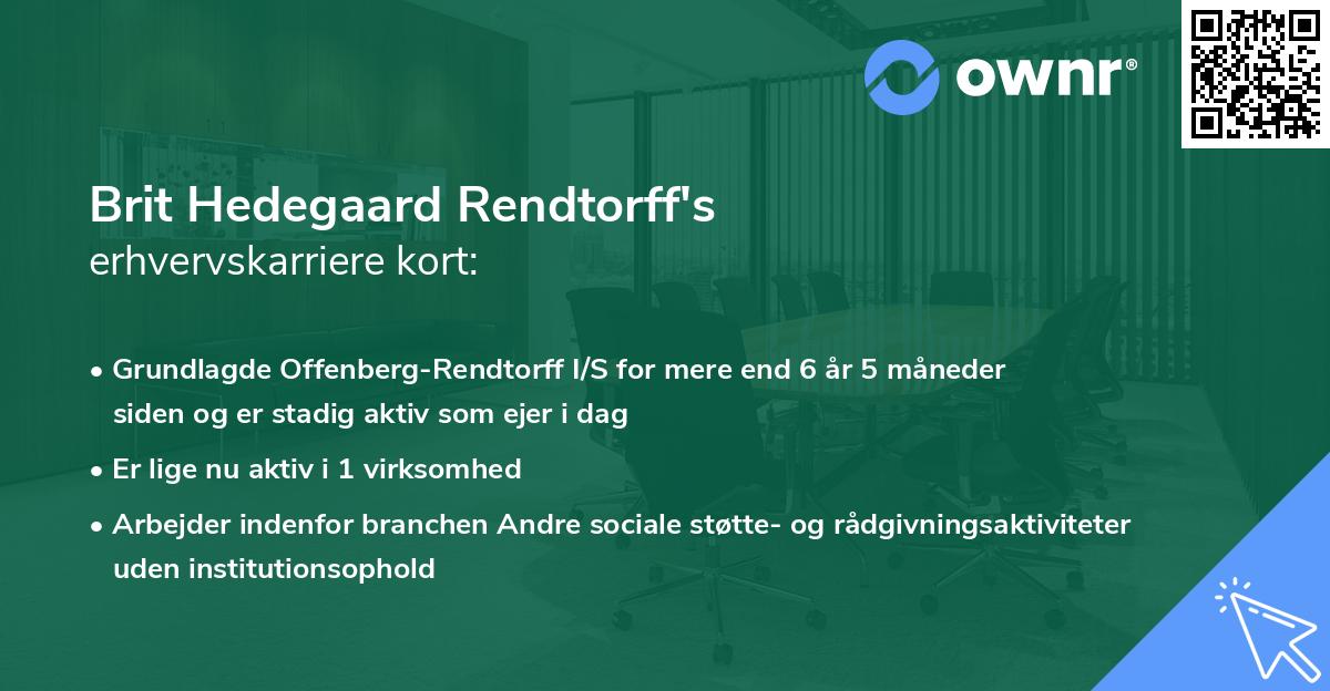 Brit Hedegaard Rendtorff's erhvervskarriere kort