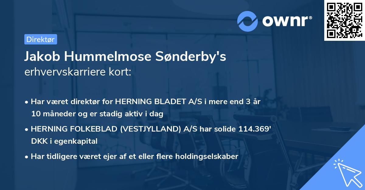 Jakob Hummelmose Sønderby's erhvervskarriere kort