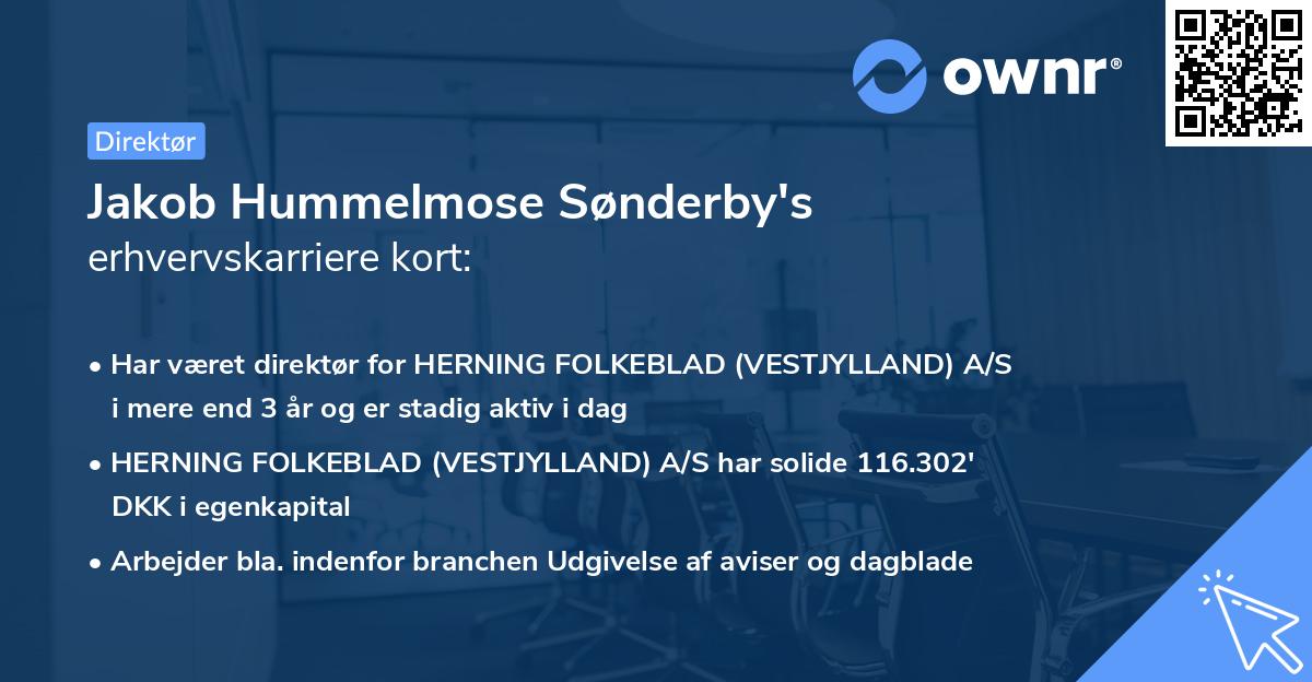 Jakob Hummelmose Sønderby's erhvervskarriere kort