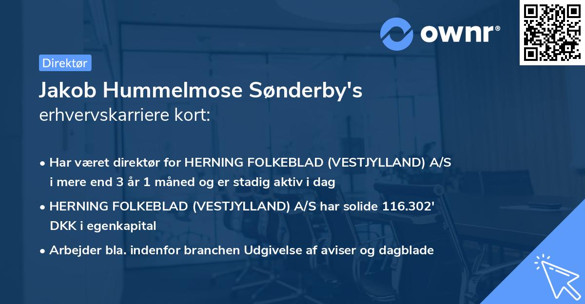 Jakob Hummelmose Sønderby's erhvervskarriere kort